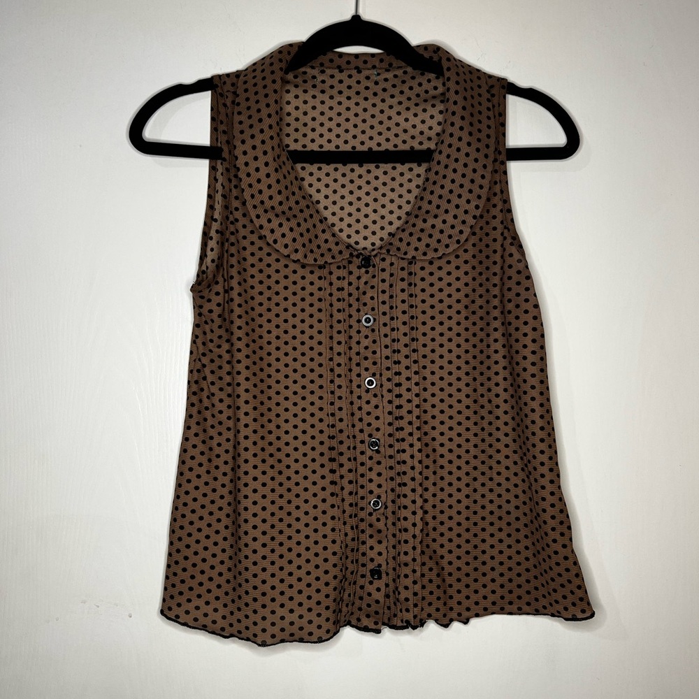 Sleeveless Polka Dot Blouse
